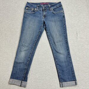 Hydraulic Womens Blue Denim Jeans Mid Rise Cropped Cuff Medium Wash Size 9/10